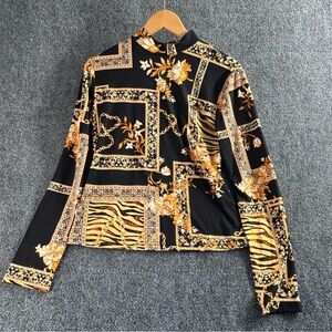 SHEIN Black and Gold Floral Top